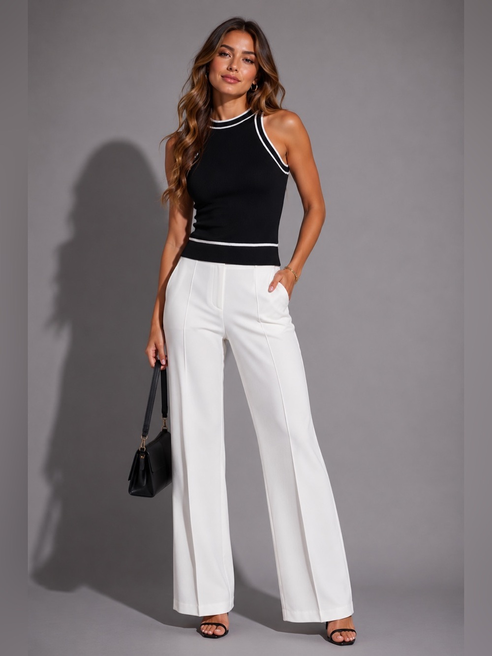 NWT Black & White Rib Knit Tank